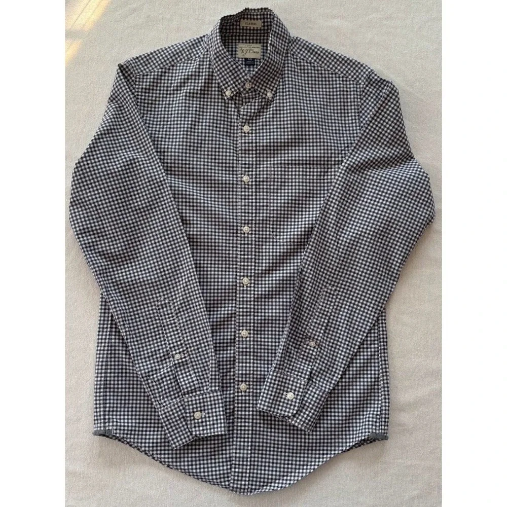 J. Crew Classic Gingham‎ Button Down Shirt Men's XS Long Sleeve Cotton Preppy